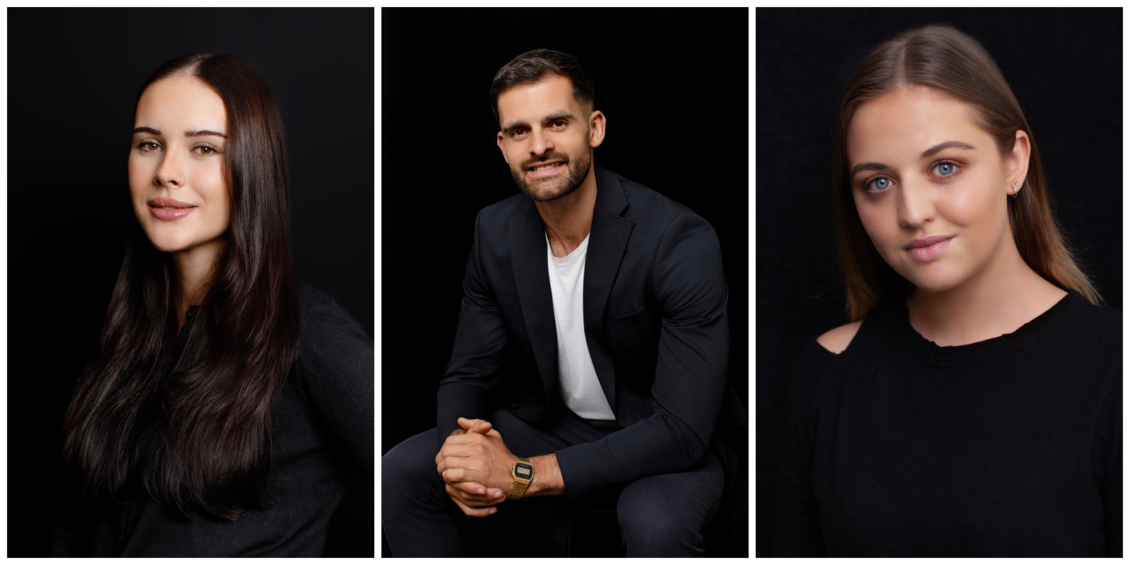 Portraits photographed with a black background